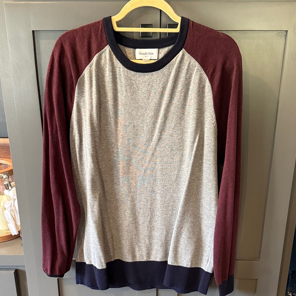 Goodfellow & Co Men's Maroon, Navy and Gray Crewneck Sweater